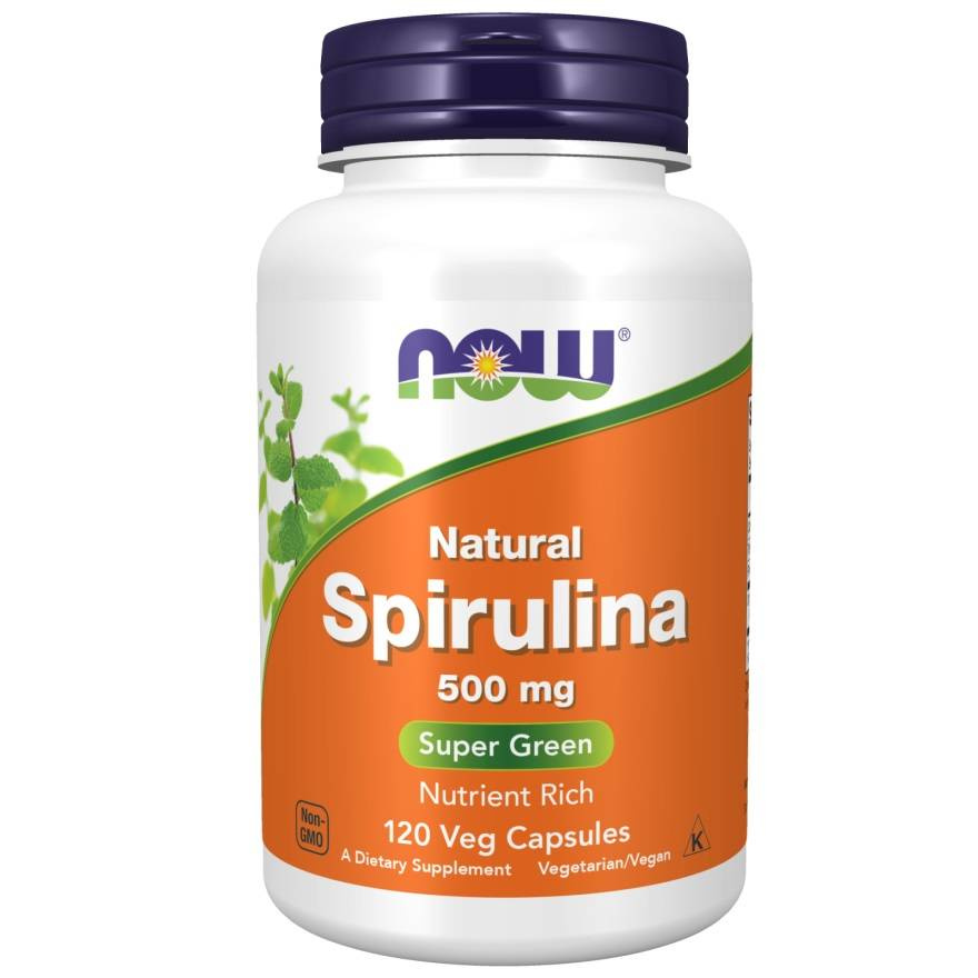 Now Foods Spirulina Natural 500mg Wspiera Układ Krążenia Immunologiczny i Detoksykację 120 Kapsułek