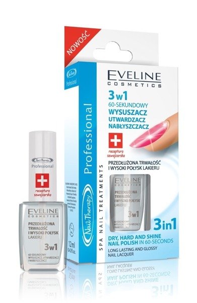 Eveline Nail Therapy Professional 3w1 60-sekundowy Wysuszacz Utwardzacz i Nabłyszczacz 12ml