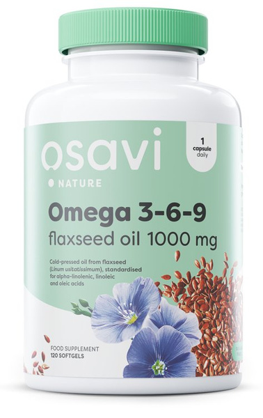 Osavi Omega 3-6-9 Olej Lniany 1000mg na Wsparcie Układu Krążenia 120 Kapsułek