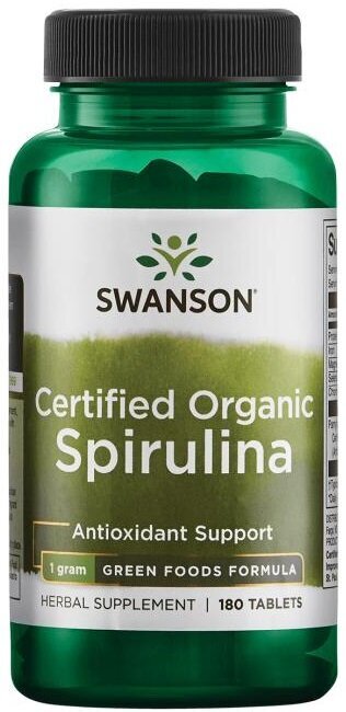 Swanson Certified Organic Spirulina 180 Tablets