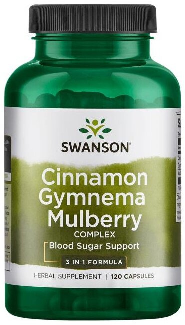 Swanson Cinnamon Gymnema Mulberry Complex Cynamon Gymnema i Morwa 120 Kapsułek