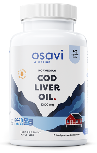 Osavi Norwegian Cod Liver Oil 1000mg Lemon for Immunity and Bone Health 90 Softgels