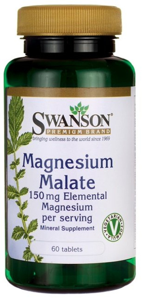 Swanson Magnesium Malate 150mg Elemental Magnesium 60 Tablets