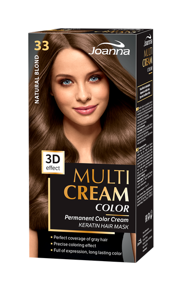 Joanna Multi Cream Trwały Intensywny Kolor Włosów Farba Pielęgnacja 33 Naturalny Blond