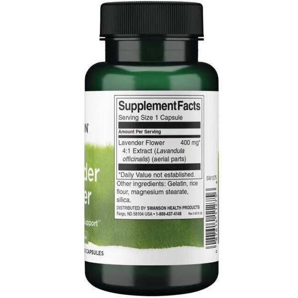 Swanson Lavender Flower 400mg Relaks i Uspokojenie 60 Kapsułek