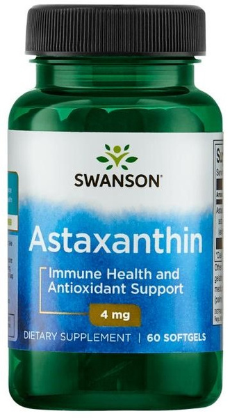 Swanson Astaxanthin 4mg Naturalny Antyoksydant 60 Kapsułek