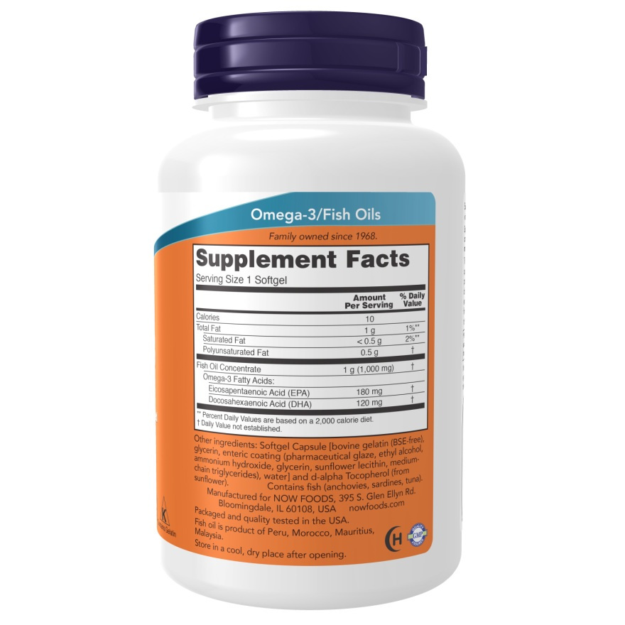 Now Foods Omega-3 Enteric Coated 180 Kapsułek