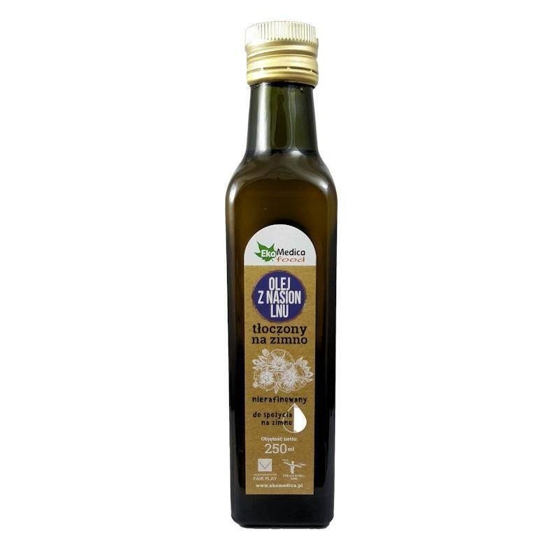 EkaMedica Olej z Nasion Lnu z Witaminą E Wysoką Zawartością Kwasów Tłuszczowych Omega-3 250ml
