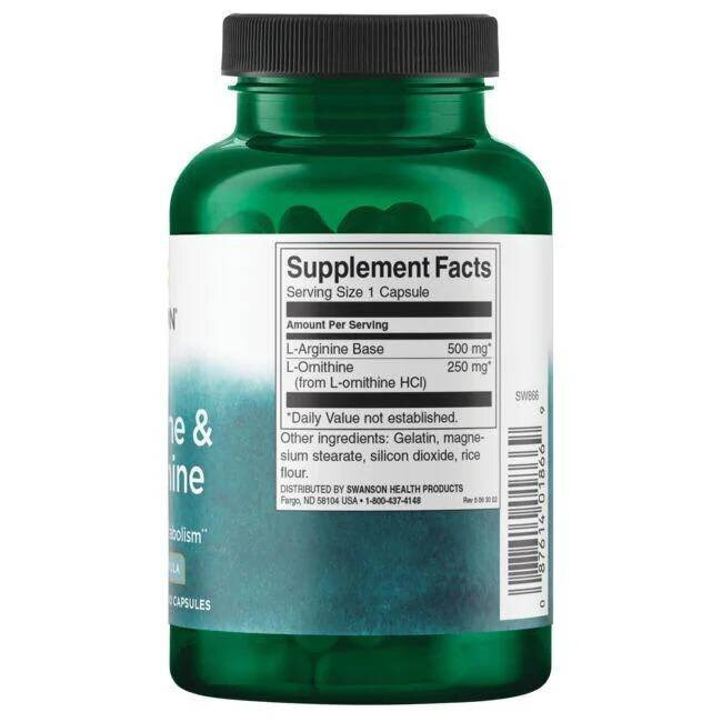 Swanson L-Arginine & L-Ornithine 100 Capsules