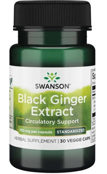 Swanson Black Ginger Extract 100mg Czarny Imbir Wspomaga Układ Krążenia 30 Kapsułek