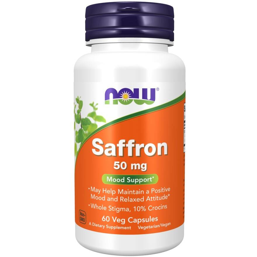 Now Foods Saffron 50mg Saffron Restful Sleep & Relaxation 60 Capsules