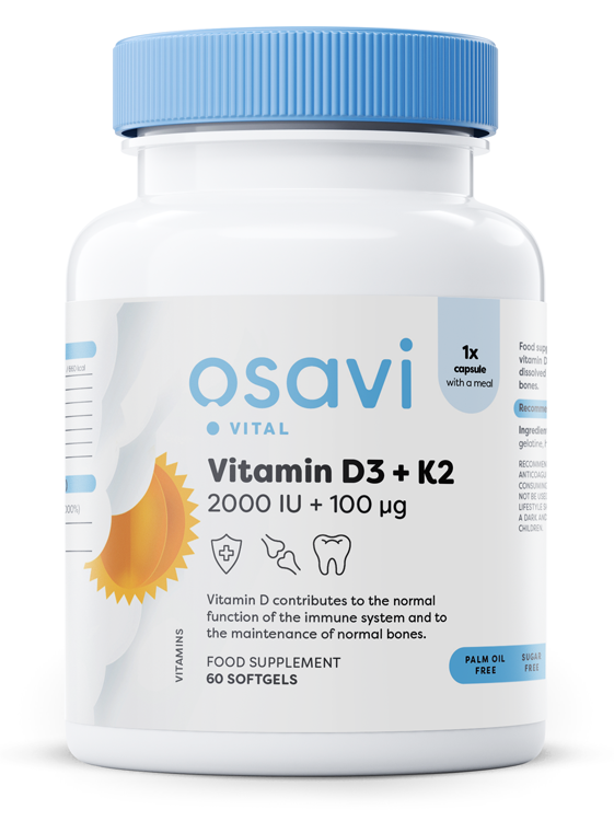 Osavi Vitamin D3 + K2 2000IU + 100mcg 60 Kapsułek