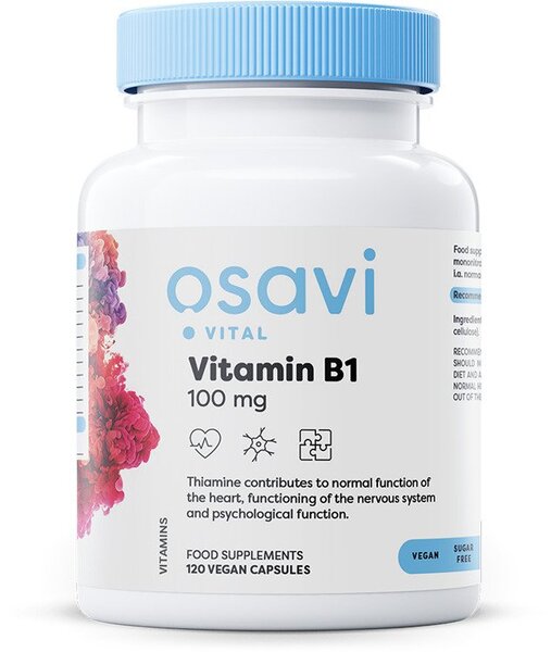 Osavi Vitamin B1 100mg Wspomaga Pracę Układu Nerwowego 120 Kapsułek