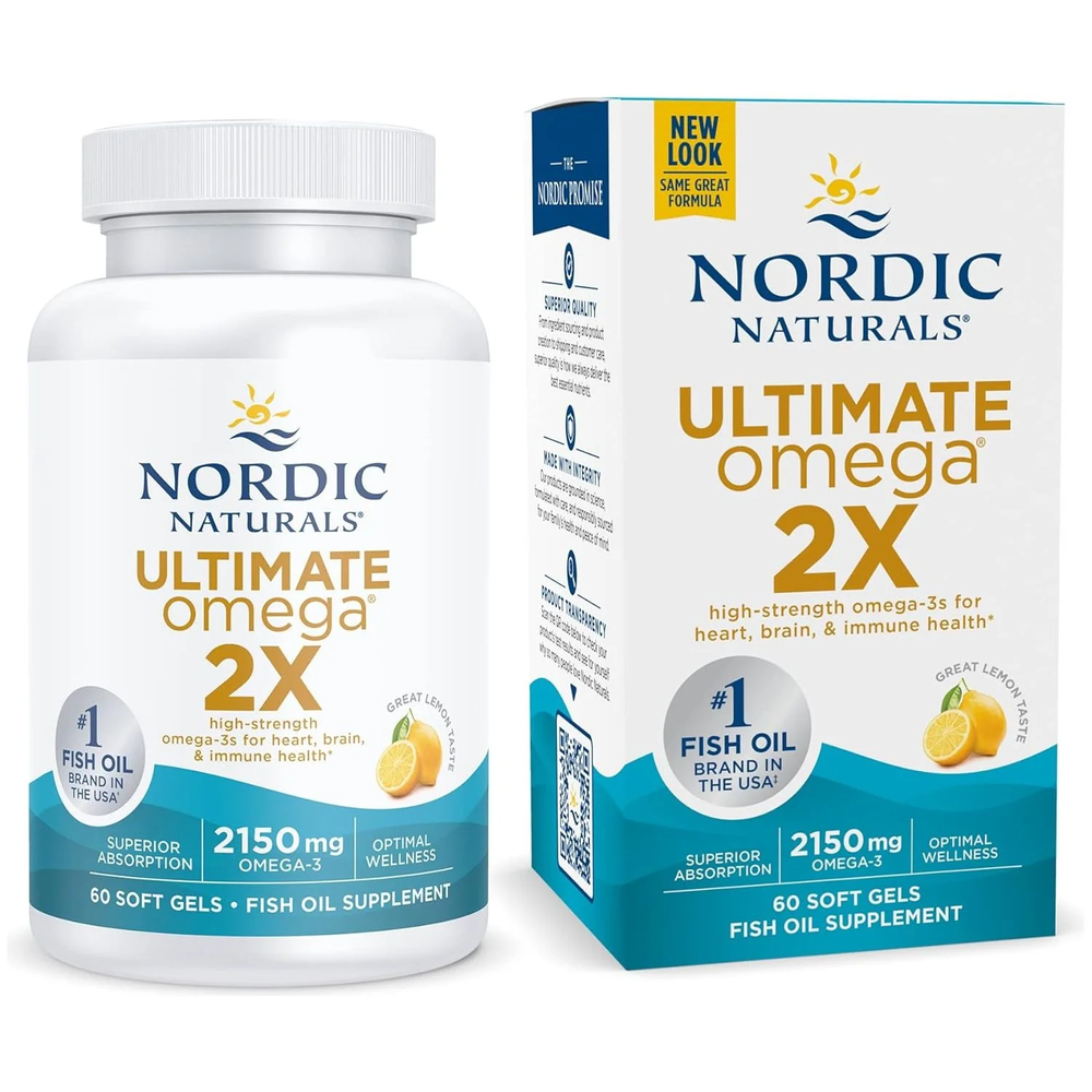 Nordic Naturals Ultimate Omega 2X 2150mg Zdrowie Organizmu Wsparcie Pracy Mózgu i Serca Smak Cytrynowy 60 Kapsułek