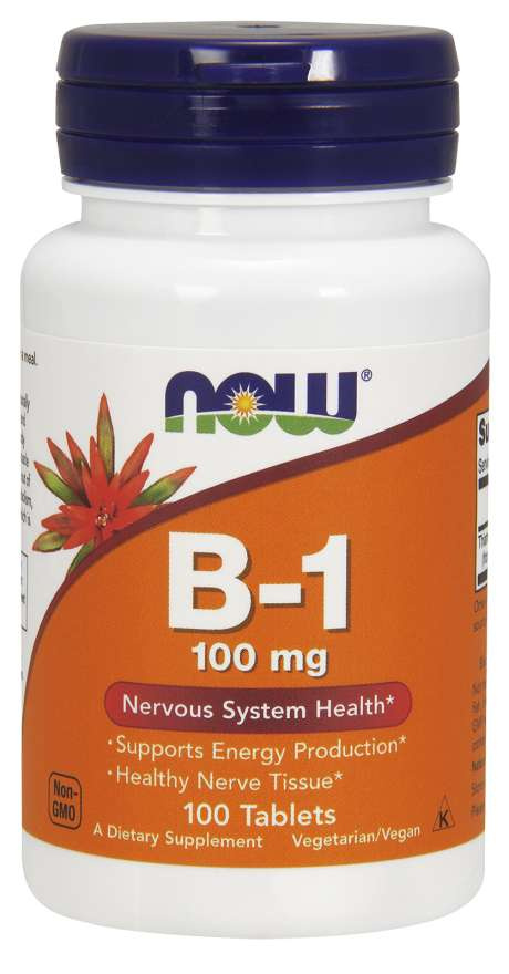 Now Foods Vitamin B-1 Thiamine 100mg Wspomaga Układ Nerwowy i Pracę Mózgu 100 Tabletek