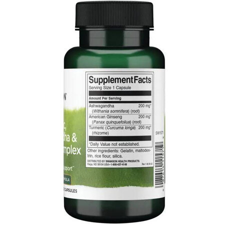 Swanson Turmeric Ashwagandha & Ginseng Complex 60 Kapsułek