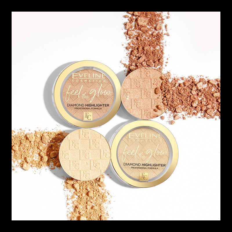 Eveline Feel the Glow Vegan Velvet Face Diamond Highlighter in Stone 01 Sparkle 5g