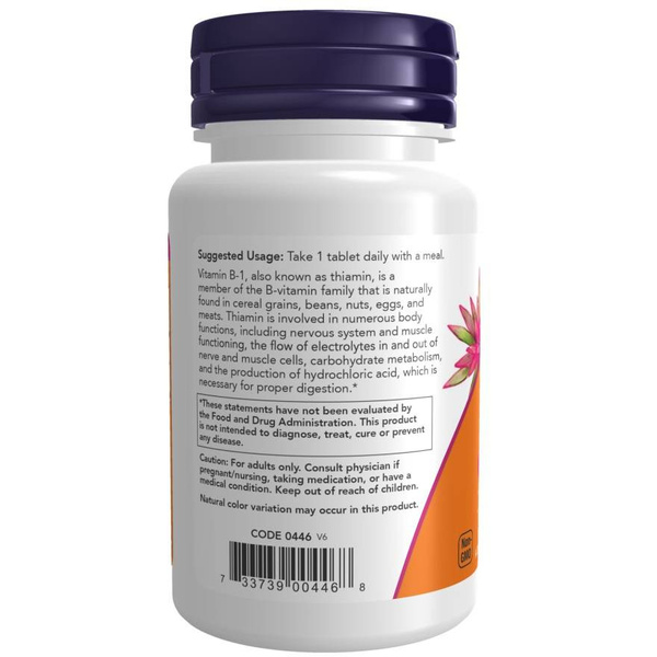 Now Foods Vitamin B-1 Thiamine 100mg Supports Nervous System & Brain Function 100 Tablets
