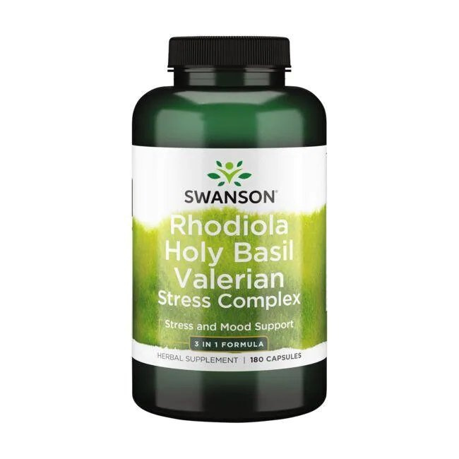 Swanson Rhodiola Holy Basil Valerian Stress Complex 180 Kapsułek
