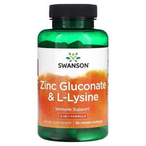 Swanson Zinc Gluconate & L-Lysine 90 Vcapsules