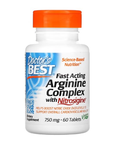 Fast Acting Arginine Complex with Nitrosigine, 750mg - 60 tablets