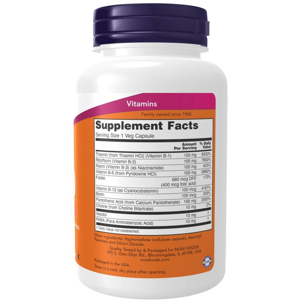 Now Foods Vitamin B-100 Complex Supports Nervous and Immune Systems 100 Capsules