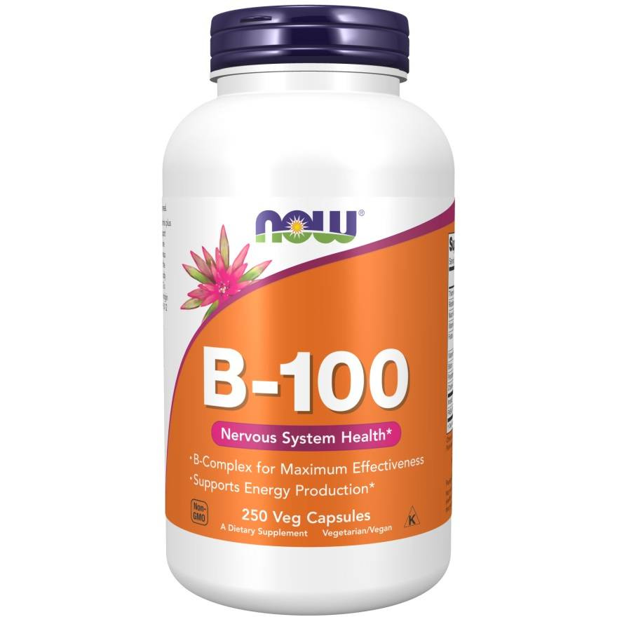 Now Foods Vitamin B-100 Complex Wspomaga Układ Nerwowy i Odpornościowy 250 Kapsułek