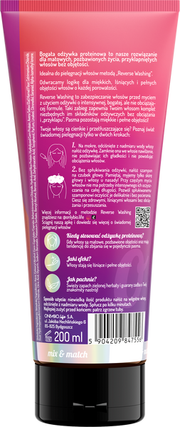 OnlyBio Reverse Washing Bogata Odżywka Proteinowa dla Włosów Matowych Pozbawionych Objętości 200ml