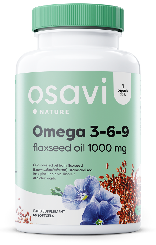 Osavi Omega 3-6-9 Flaxseed Oil 1000mg Supports Proper Digestion Has Antioxidant Properties 60 Softgels