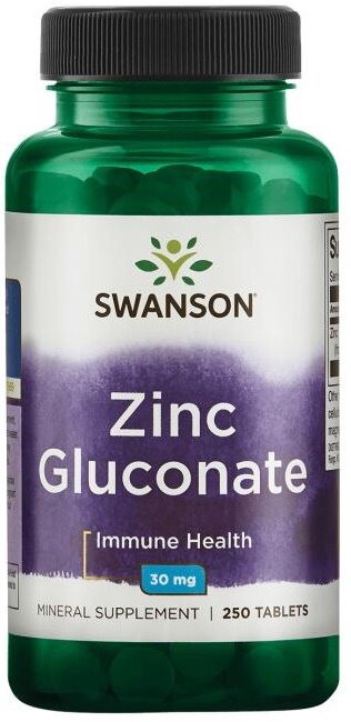 Swanson Zinc Gluconate 30mg 250 Tablets