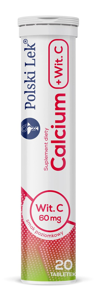 Calcium 300 + Witamina C Tabletki Musujące o Smaku Poziomkowym 20szt