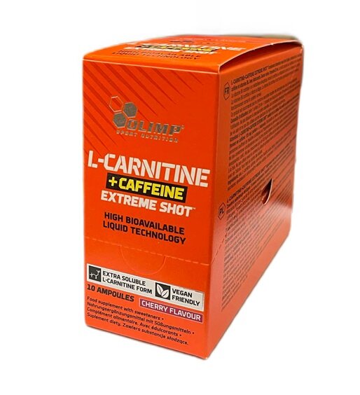 L-Carnitine + Caffeine Extreme Shot, Cherry - 10 x 25 ml.