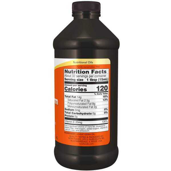 Now Foods Wheat Germ Oil Liquid Olej z Kiełków Pszenicy Wspiera Układ Nerwowy Łagodzi Stres 473ml