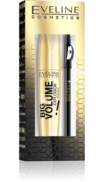 Eveline Zestaw Extension Volume Maskara do Rzęs + Kredka do Oczu Eyeliner Pencil