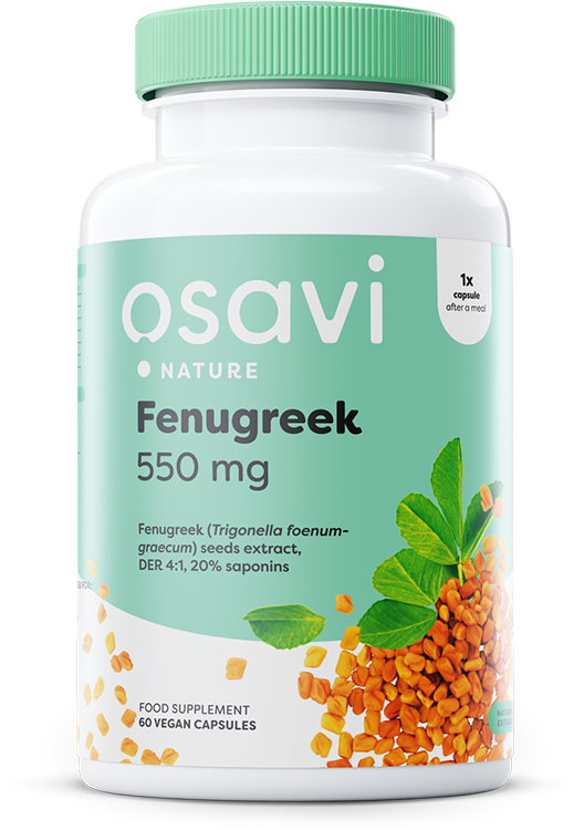 Osavi Fenugreek 550mg Kozieradka Wspiera Układ Trawienny i Prawidłowy Poziom Glukozy we Krwi 60 Kapsułek