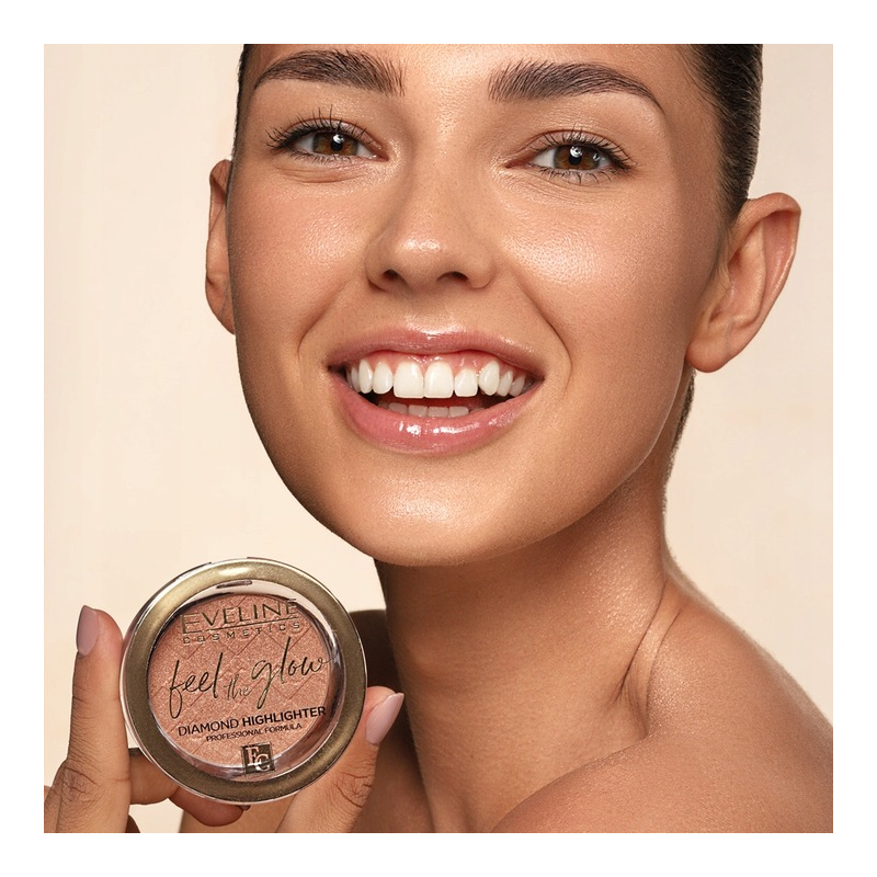 Eveline Feel the Glow Vegan Velvet Face Diamond Highlighter in Stone 01 Sparkle 5g