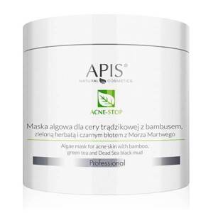 Apis Professional Acne Stop Maska Algowa z Bambusem Zieloną Herbatą i Czarnym Błotem dla Cery Trądzikowej  200g Best Before 05.05.25