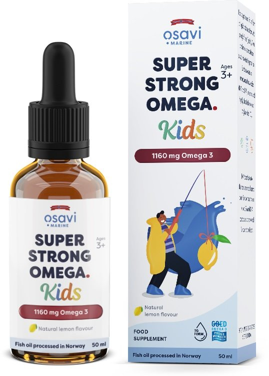 Osavi Super Strong Omega Kids 1160mg Omega 3 (Cytryna) w Płynie dla Dzieci na Rozwój Mózgu i Wzroku 50ml