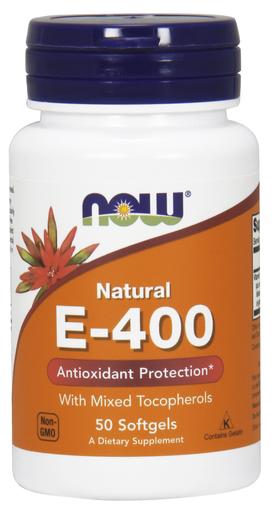 Now Foods Vitamin E-400 Natural Mixed Tocopherols Supports the Body's Immunity 50 Softgels