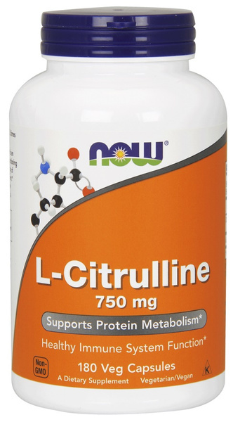 NOW Foods L-Citrulline 750mg Wsparcie Wydolności i Regeneracji Mięśni 180 Kapsułek