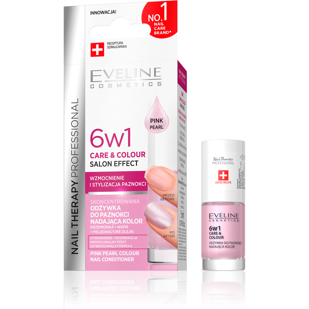 Eveline Nail Therapy Professional 6w1 Care & Colour Skoncentrowana Odżywka do Paznokci Nadająca Kolor Pink Pearl 5ml