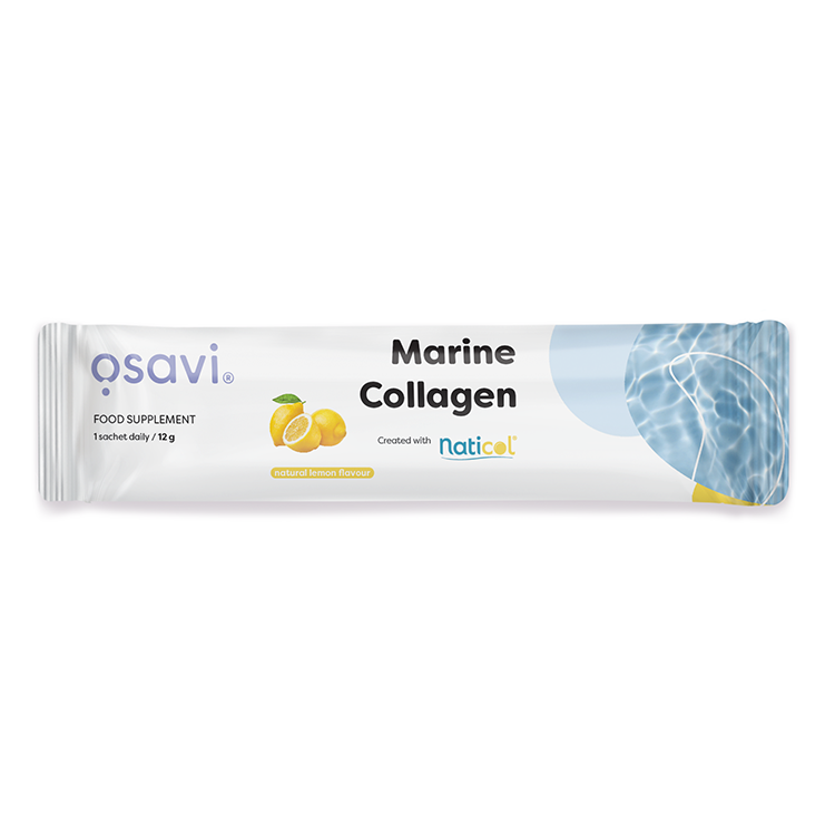 Osavi Marine Collagen Wild Cod Kolagen Typu I Rybi z Dzikiego Dorsza Atlantyckiego Wspiera Elastyczność Skóry i Redukuje Zmarszczki Smak Cytrynowy 12g 