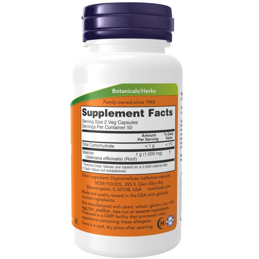 Now Foods Valerian Root 500mg Relaxation and Calmness 100 Vcapsules