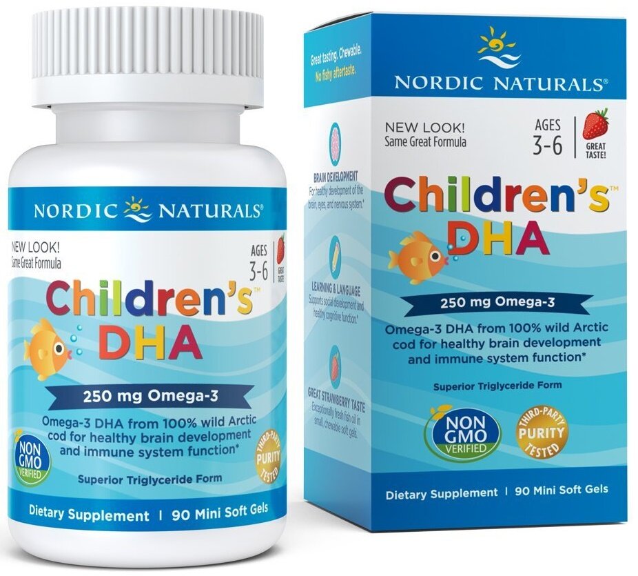 Children's DHA, 250mg Omega-3 Strawberry - 90 mini softgels