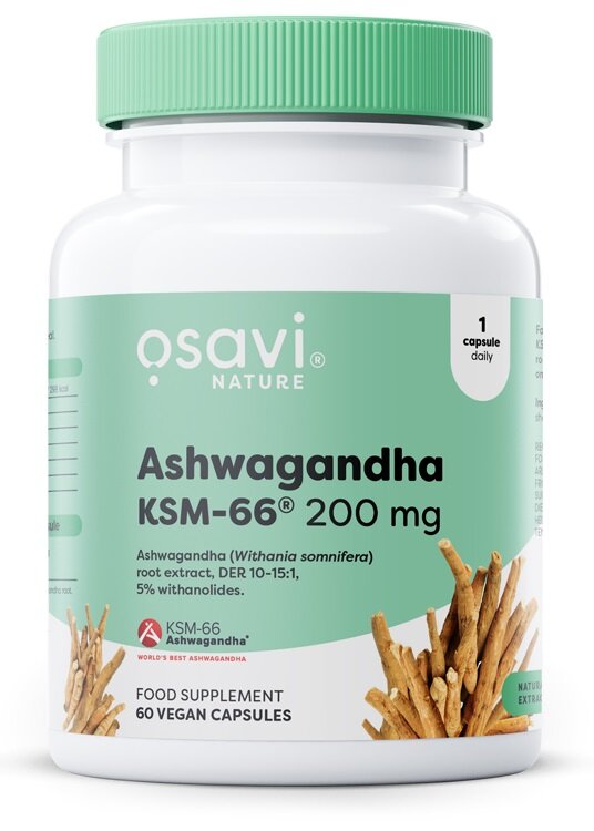 Osavi Ashwagandha KSM-66 200mg Żeń-Szeń Indyjski Wspomaga Odporność na Stres 60 Kapsułek