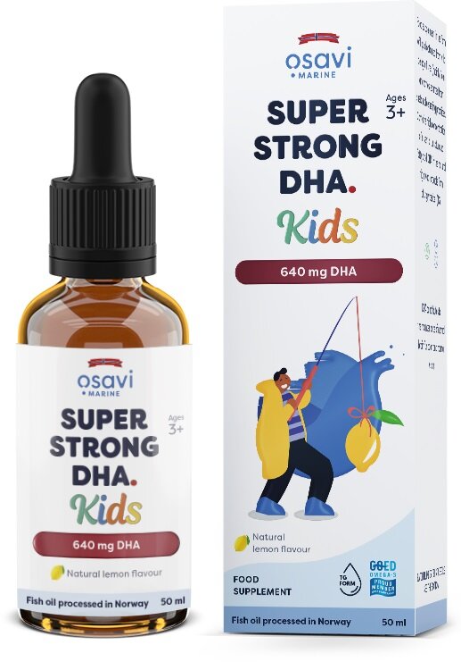 Osavi Super Strong DHA Kids 640mg DHA Wspomaga Pracę Mózgu i Prawidłowe Widzenie Smak Cytrynowy 50ml