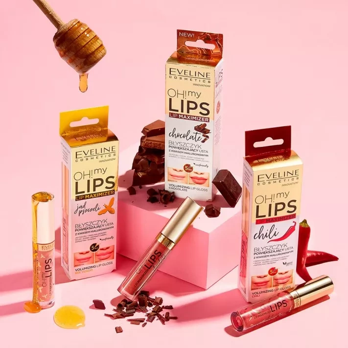 Eveline Oh My Lips Lip Maximizer Błyszczyk Powiększający Usta z Kwasem Hialuronowym o Smaku Czekoladowym 4.5ml