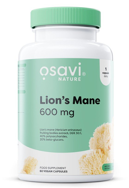 Osavi Soplówka Jeżowata 600mg Grzyb Nootropowy Na Wsparcie Funkcji Poznawczych 60 Wegańskich Kapsułek