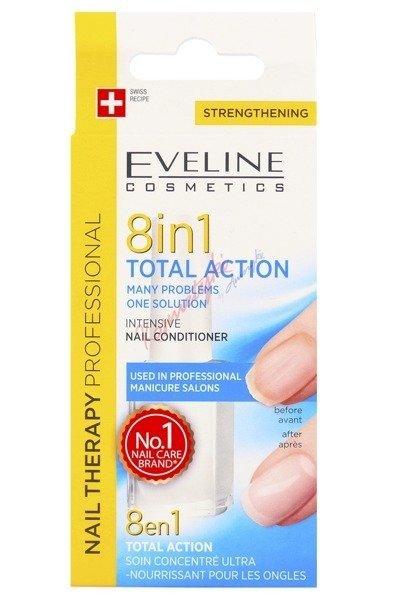 Eveline Intensive Nail Conditioner Total Action 8in1 Regenerates Rebuilds 12ml