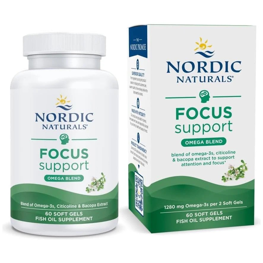 Nordic Naturals Focus Support Bacopa Monnieri Extract Supports Memory and Concentration 60 Capsules